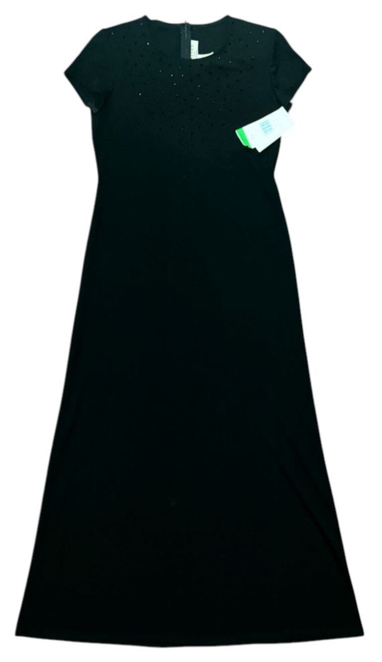 NWT Vintage J.R. Nites Petites by Caliendo Short Sleeve Black Beaded Dress 10